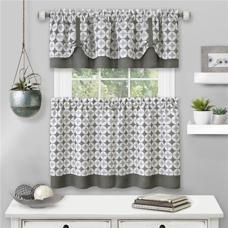 Achim Importing Achim CITV24GY12 Callie Window Curtain Tier Pair & Valance Set - 58 x 24 in. - Grey CITV24GY12